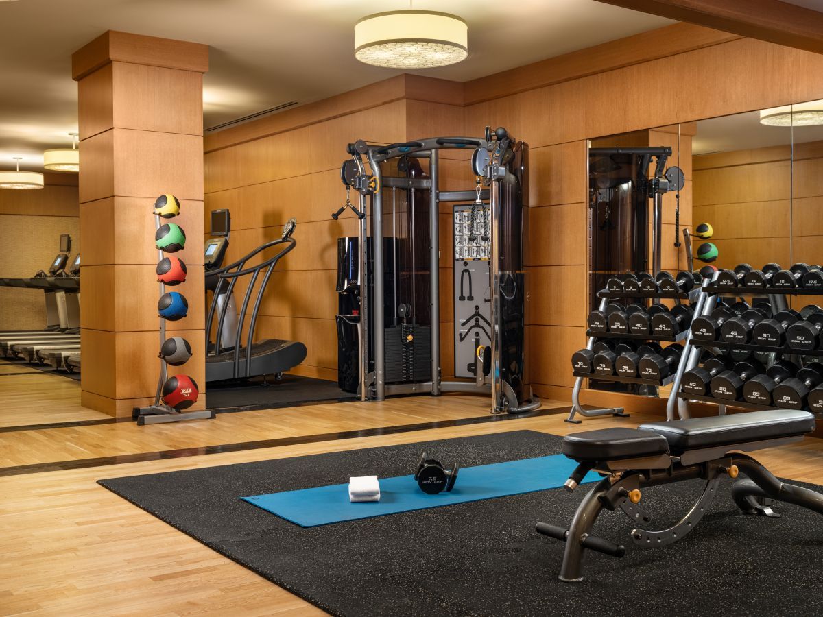 Fitness center with weights