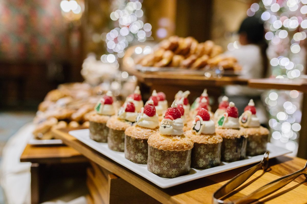 Muffins with a white chocolate Santa head