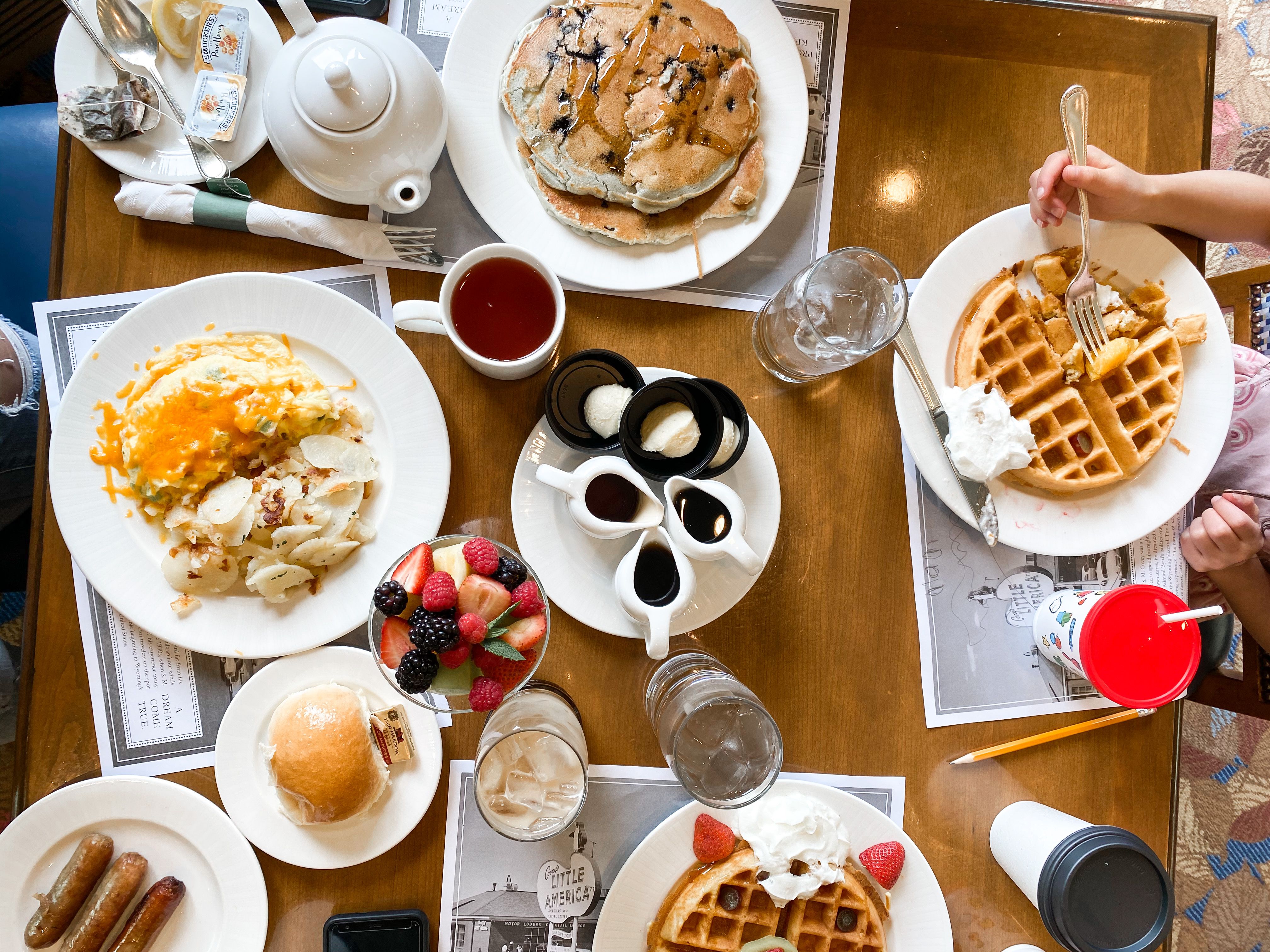 Table full of breakfast food