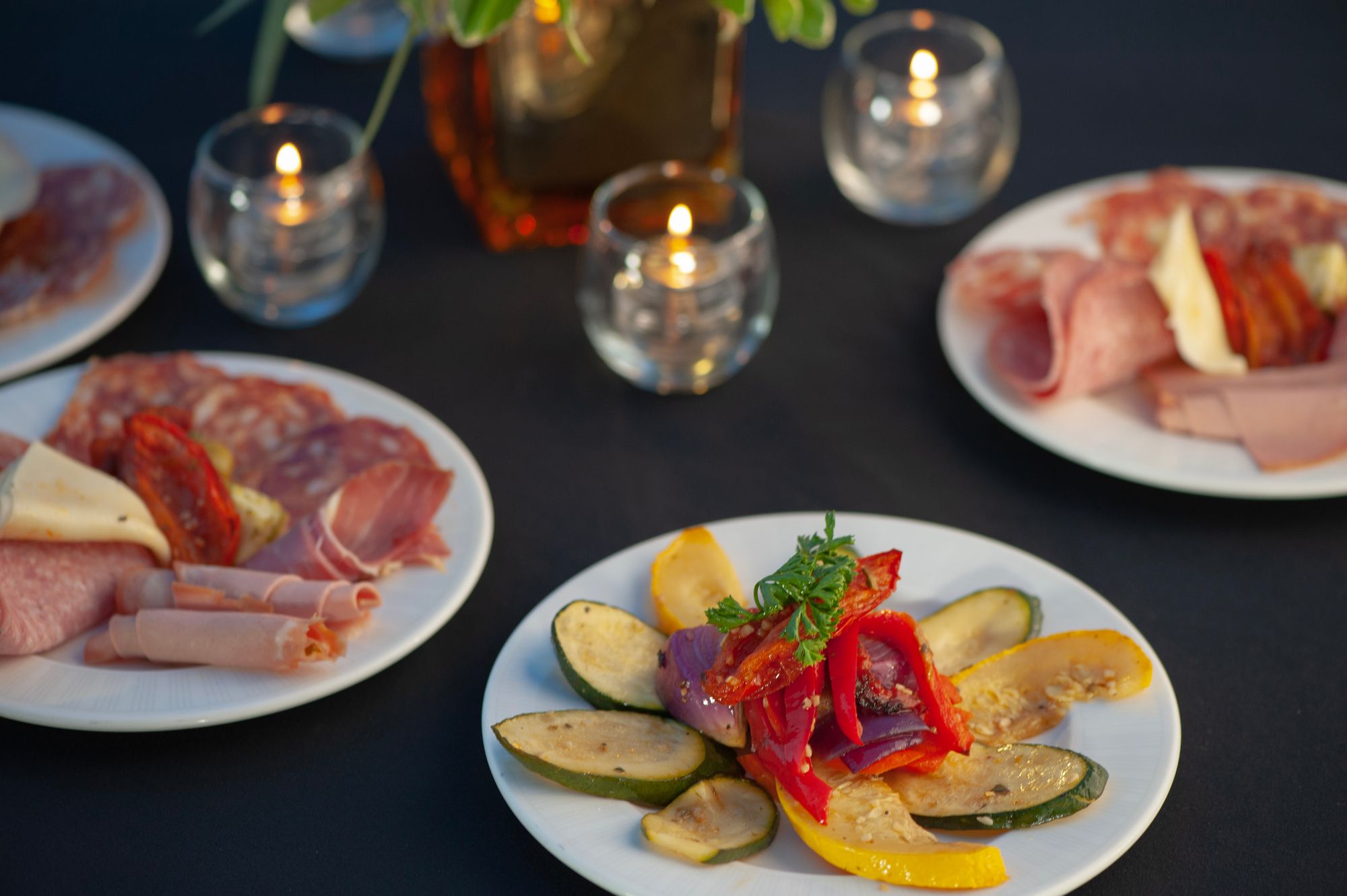 Plates of catered foods