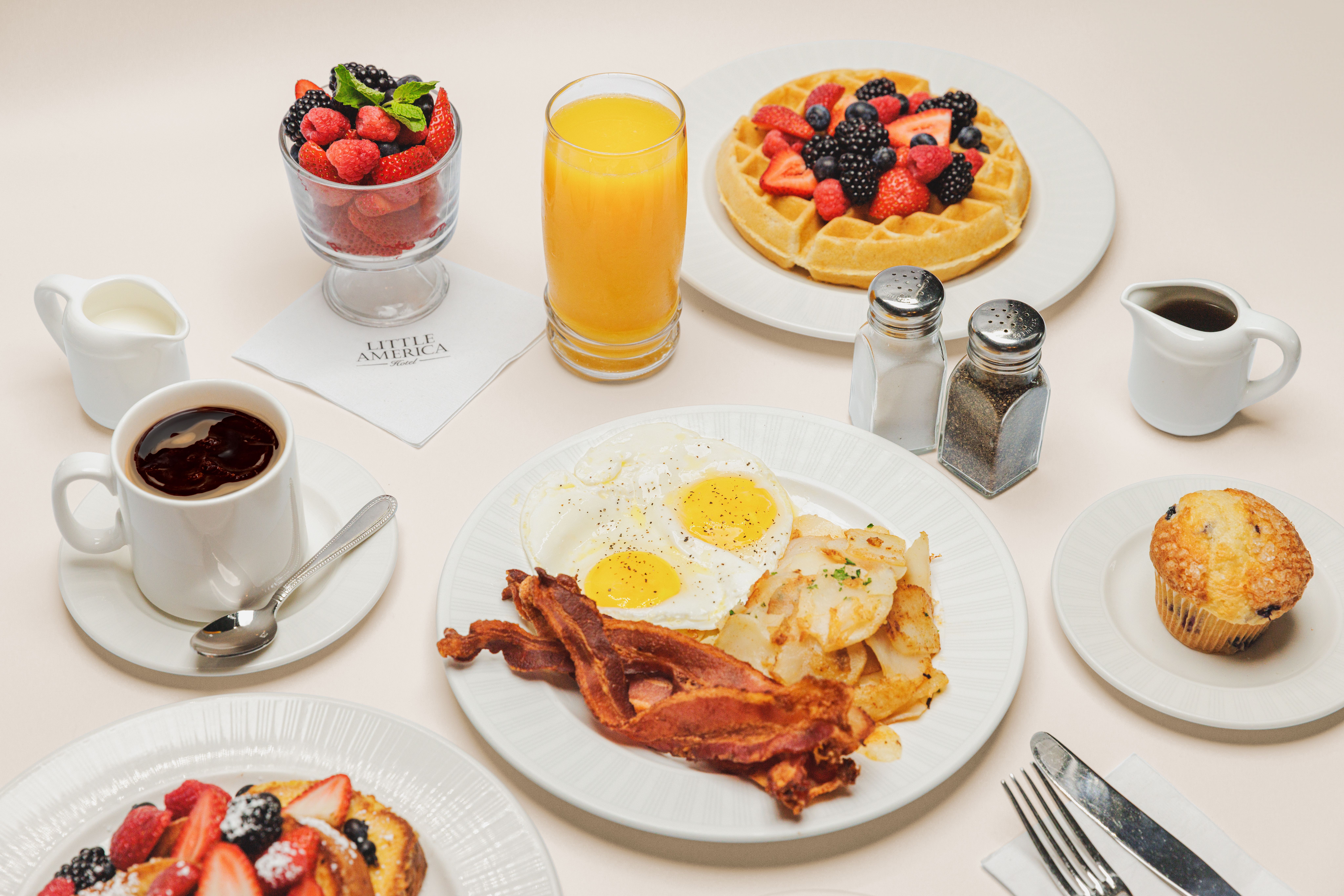 Table with breakfast food