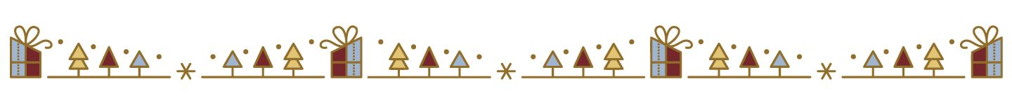 Banner with illustrated trees and presents